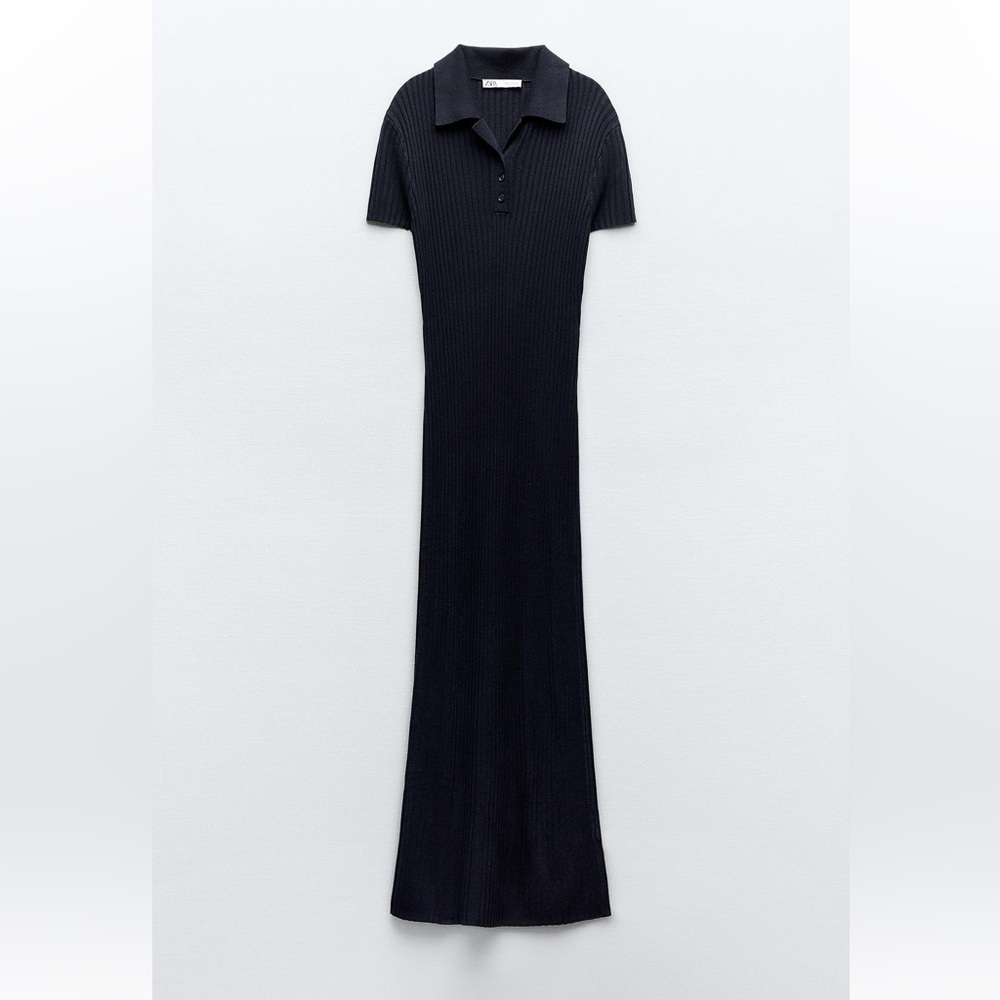 Zara Ribbed Knit Shirt Dress